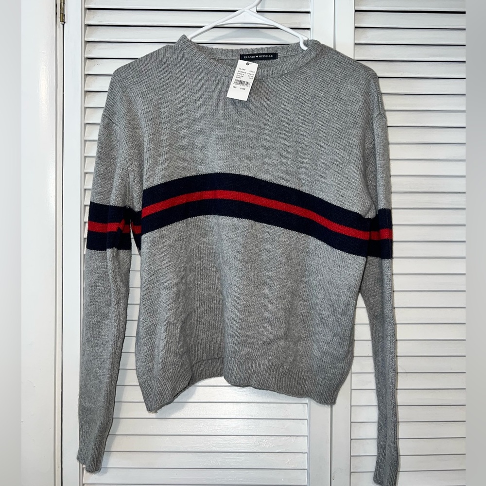 Brandy Melville Navy & Red Striped Sweater NWT